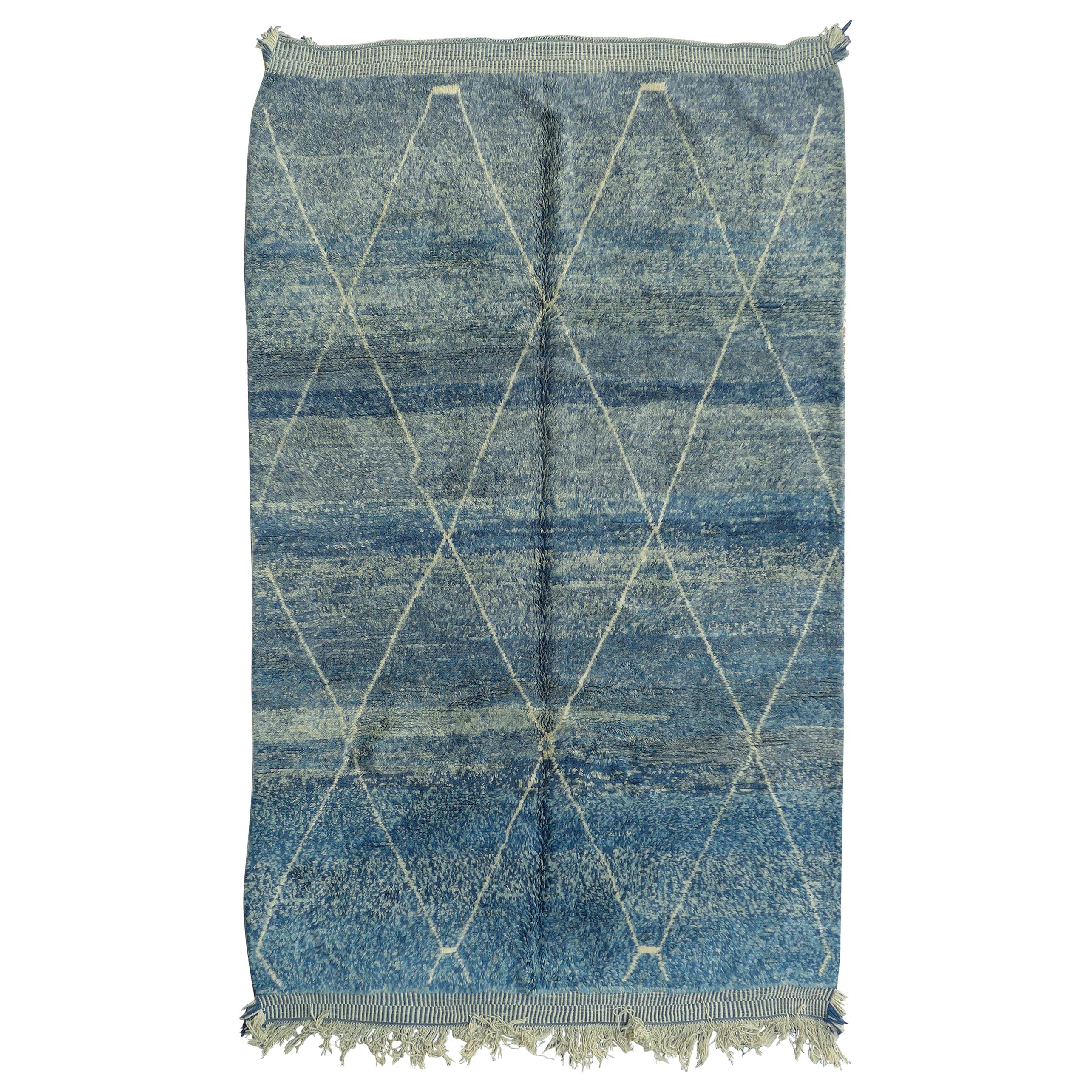 Indigo Beni Ouarain Moroccan Berber Rug For Sale