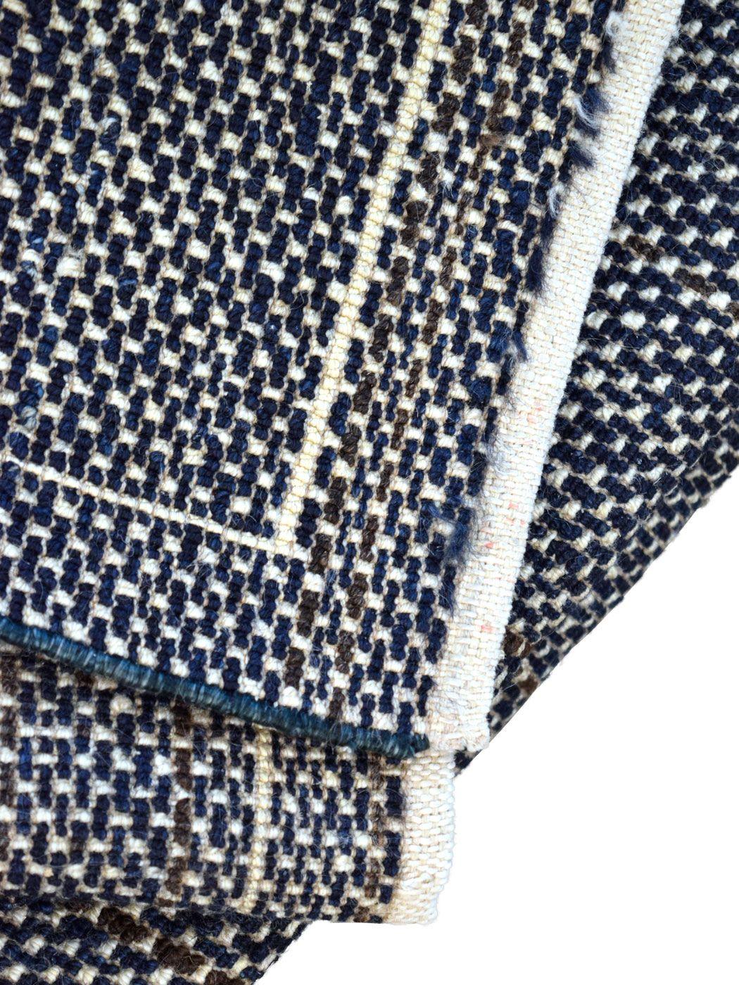Minimalistischer persischer Teppich aus Wolle in Indigo, Schwarz und Creme, 10' x 10' 5