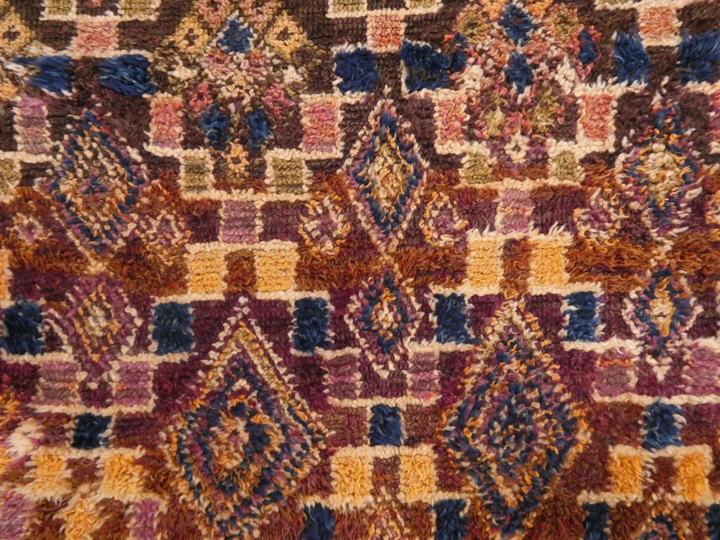 Indigo Blue and Chocolate 1970s Moroccan Zayane Wool Rug For Sale 6