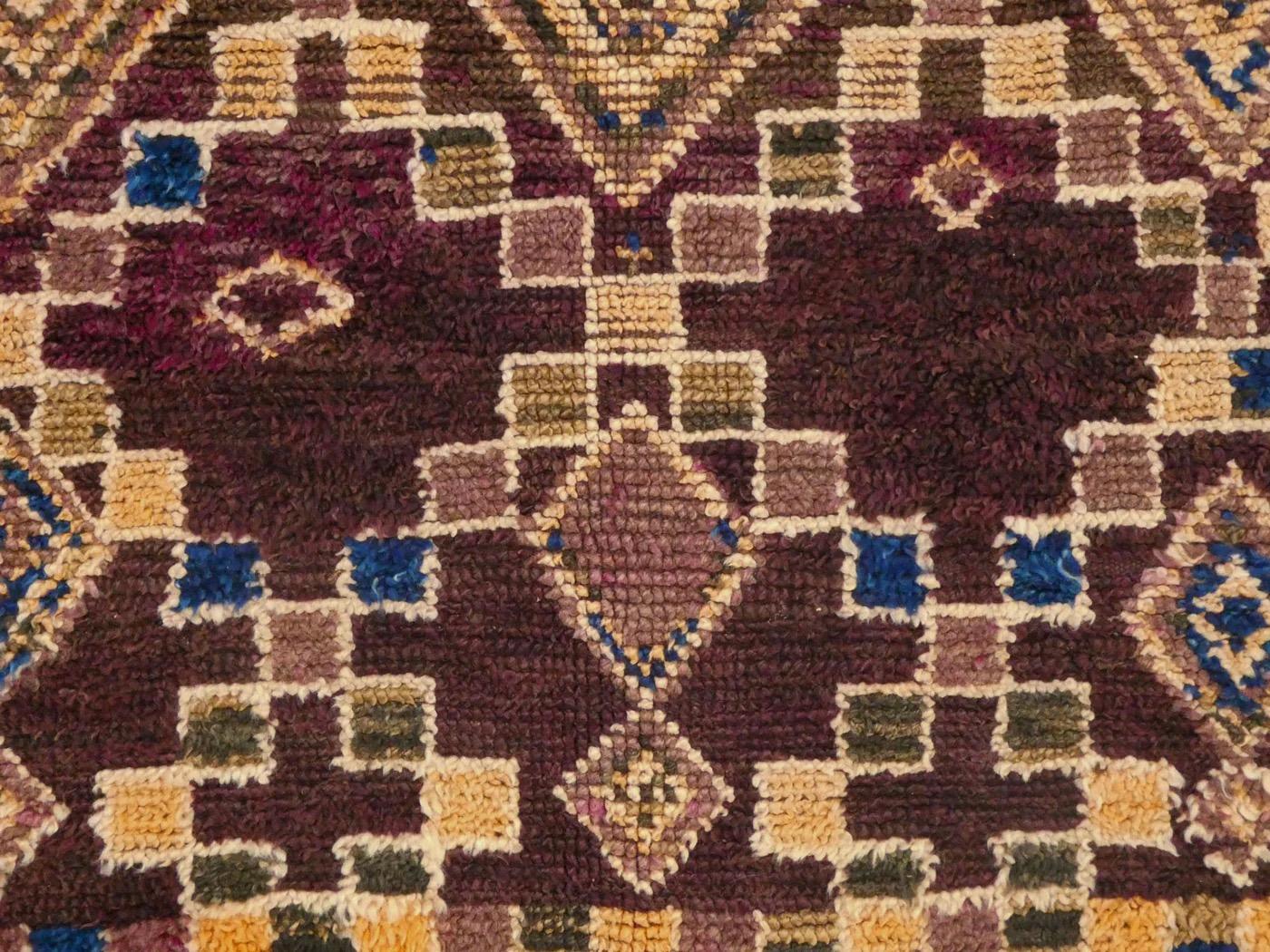 Indigo Blue and Chocolate 1970s Moroccan Zayane Wool Rug For Sale 1