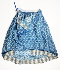 Indigo blue and rouennerie silk skirt - France Circa 1850