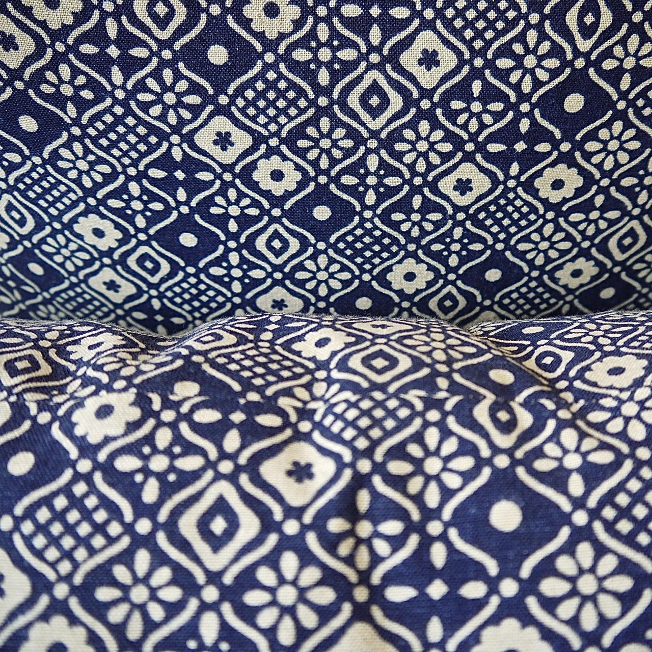 Indigo Blue and White Print Cotton Pillow French, Midcentury 2