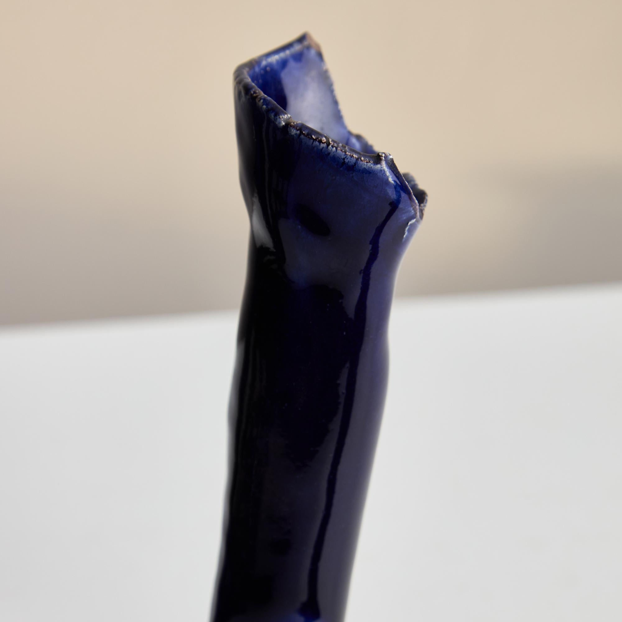 Set di portacandele in ceramica blu indaco in vendita 5