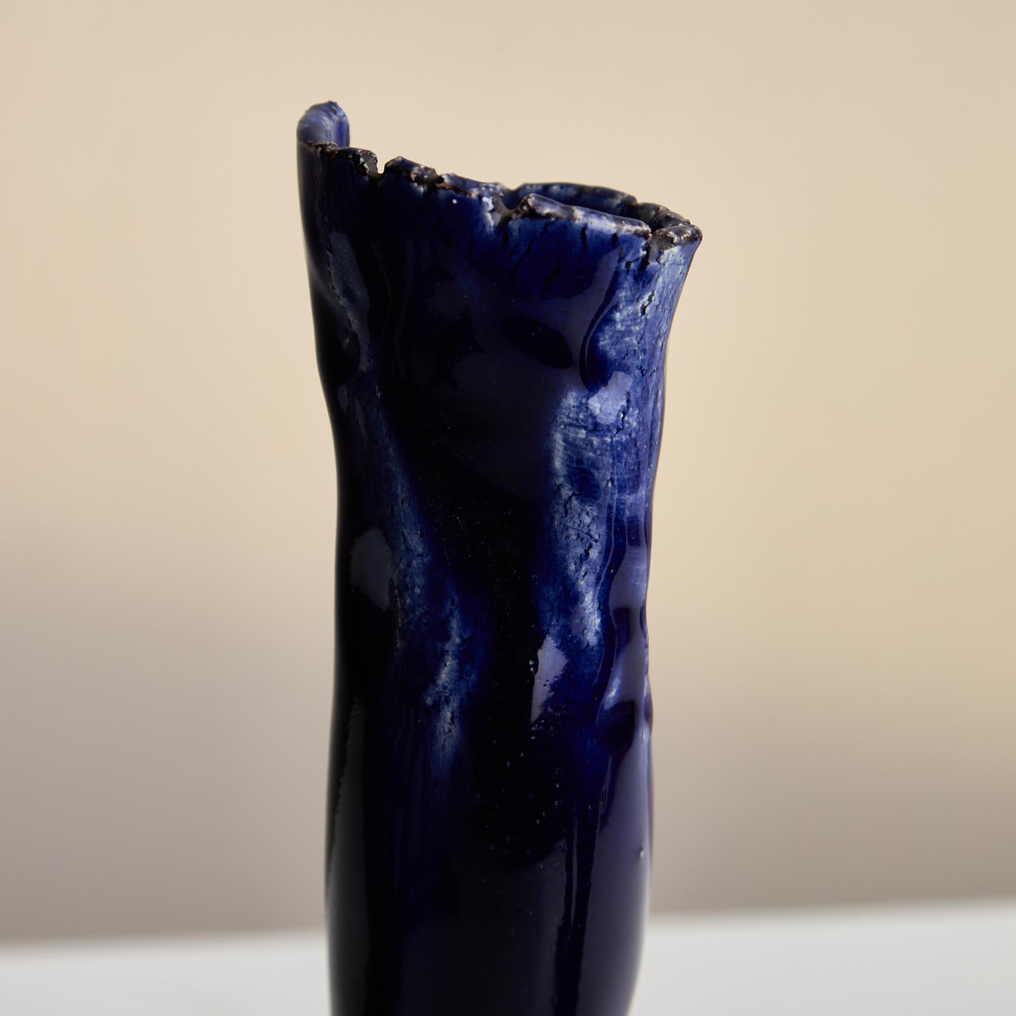 Set di portacandele in ceramica blu indaco in vendita 6