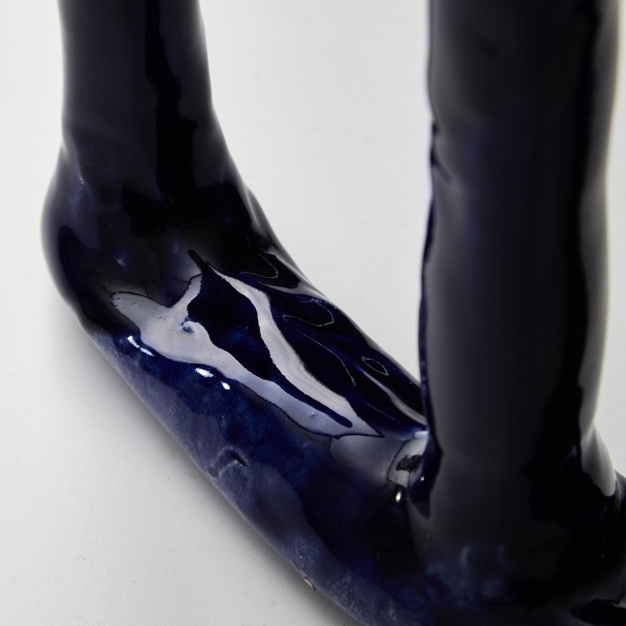 Set di portacandele in ceramica blu indaco in vendita 7