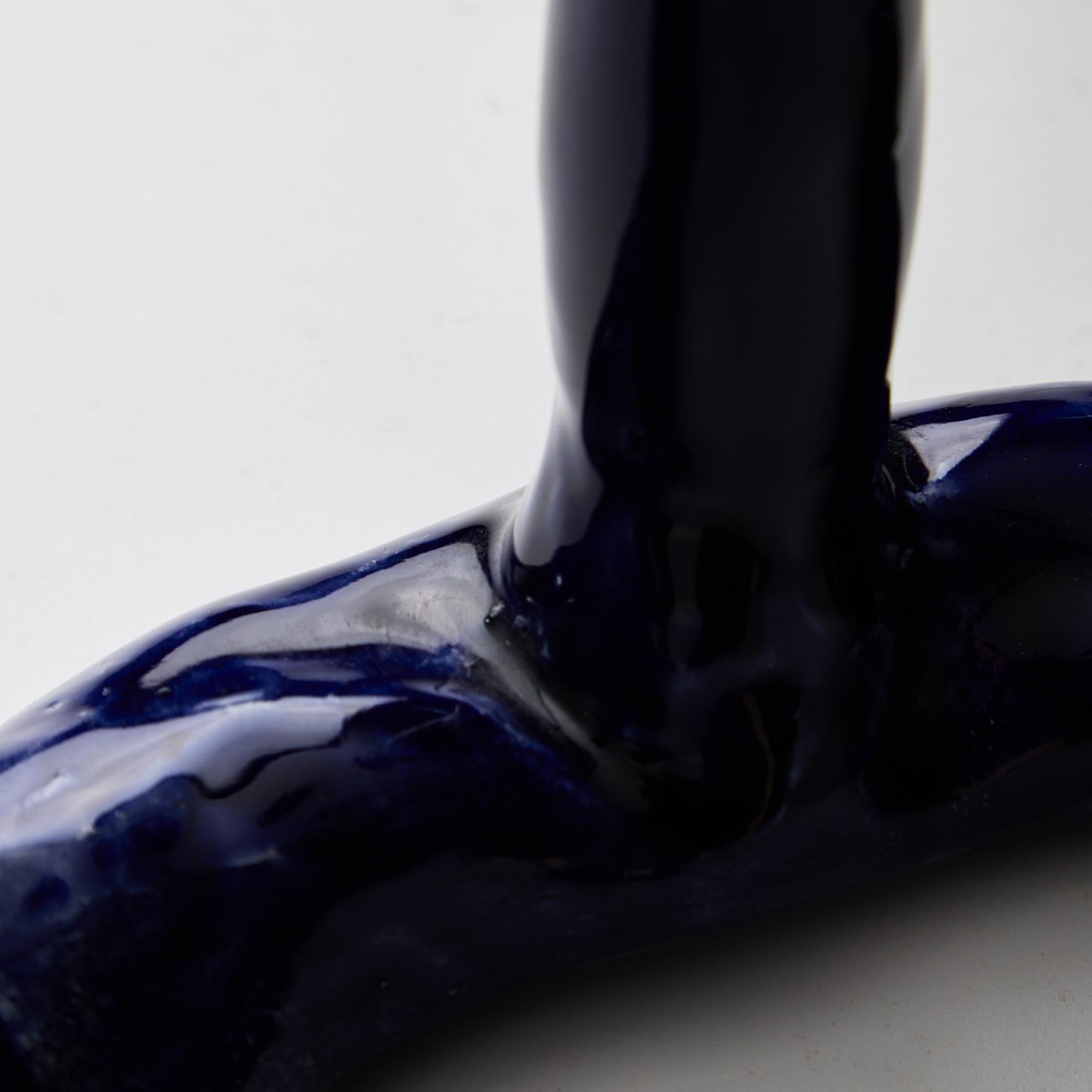 Set di portacandele in ceramica blu indaco in vendita 8