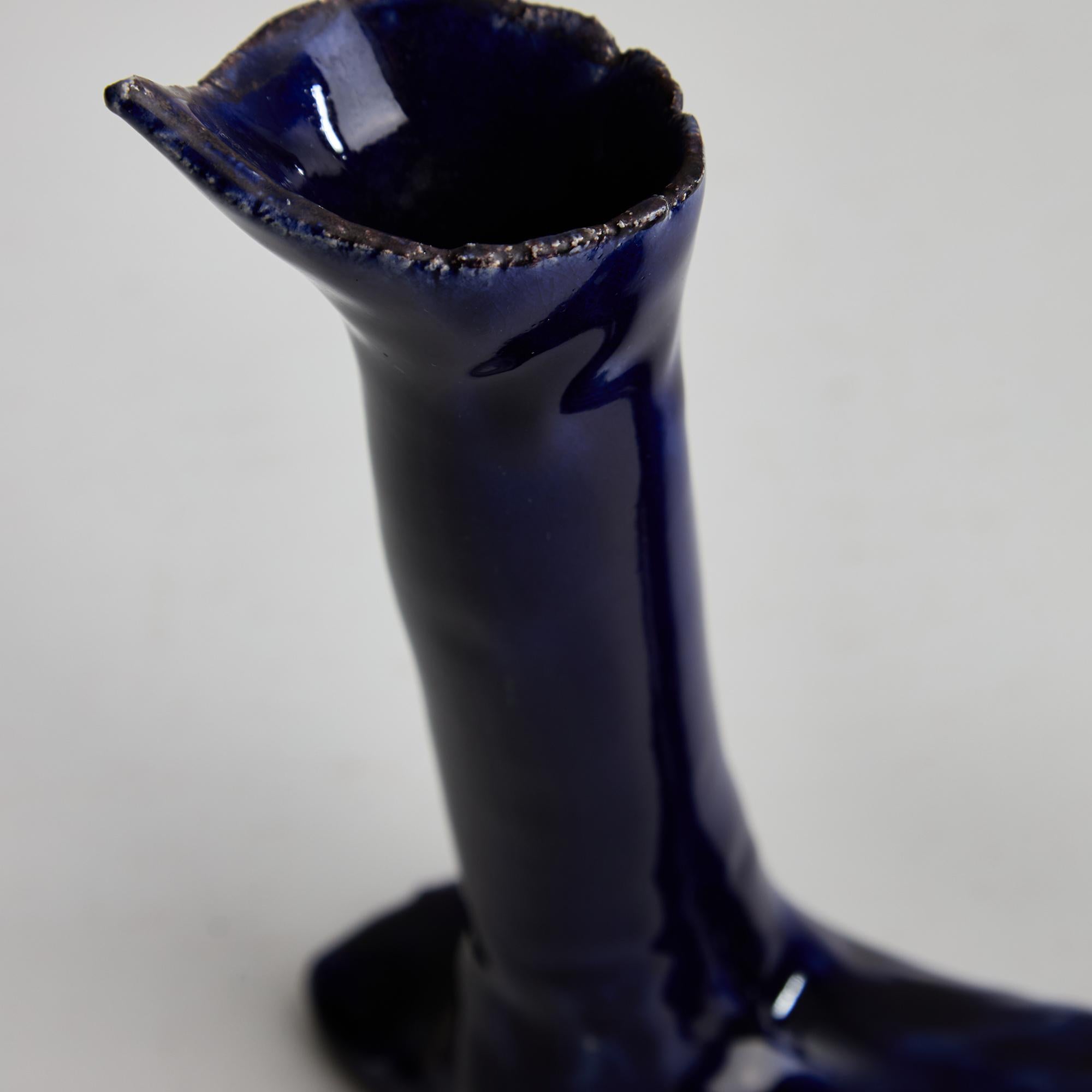 Set di portacandele in ceramica blu indaco in vendita 3