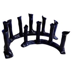 Set Portavelas de Cerámica Azul Añil