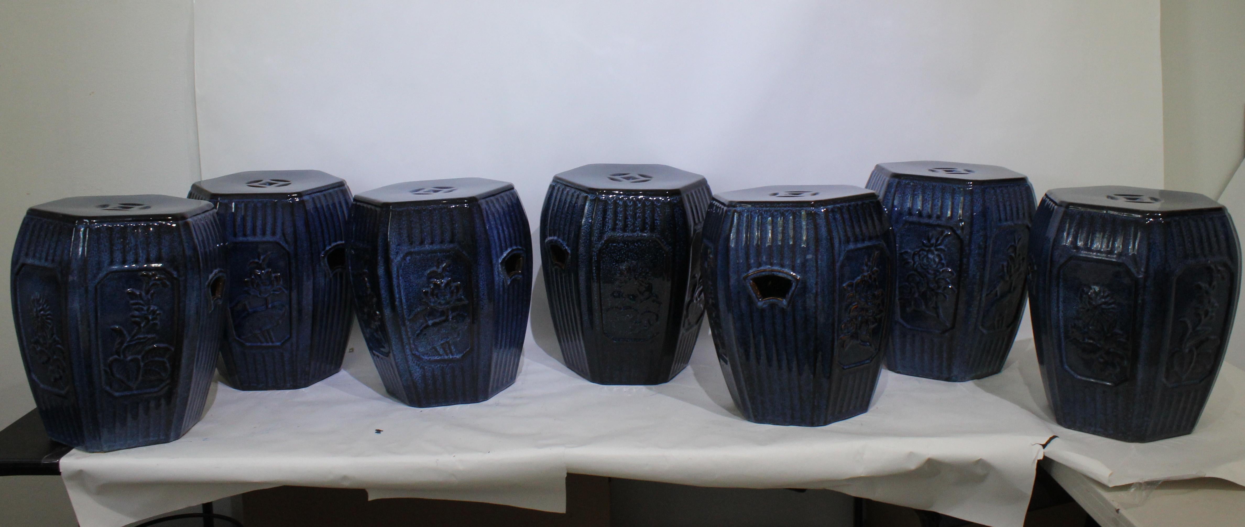 Indigo Blue Glazed Garden Seat 4