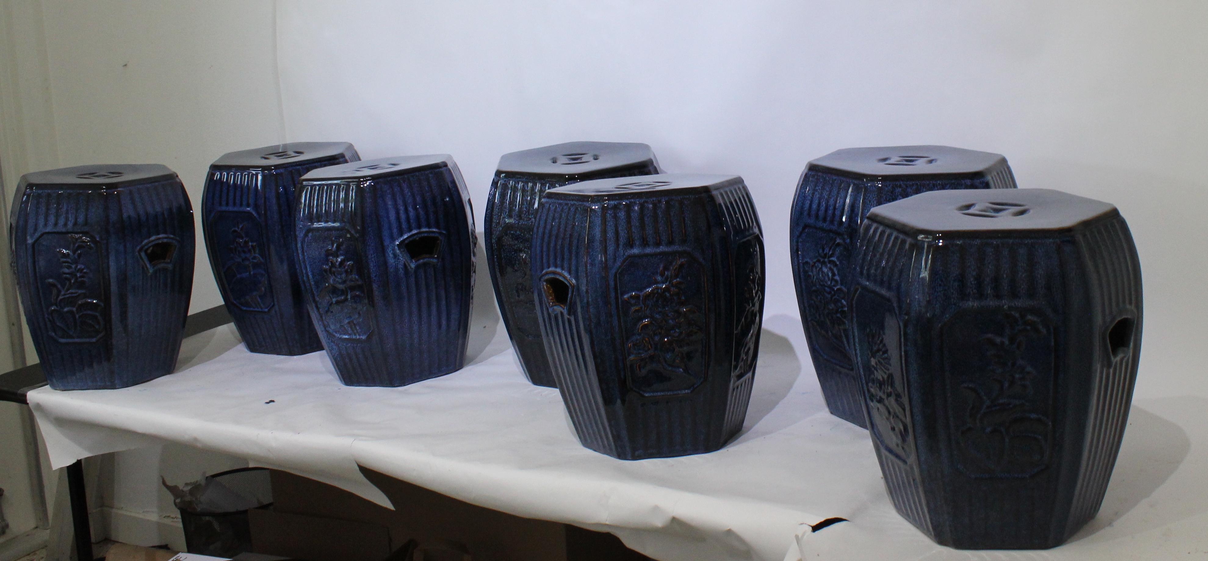 Indigo Blue Glazed Garden Seat 5