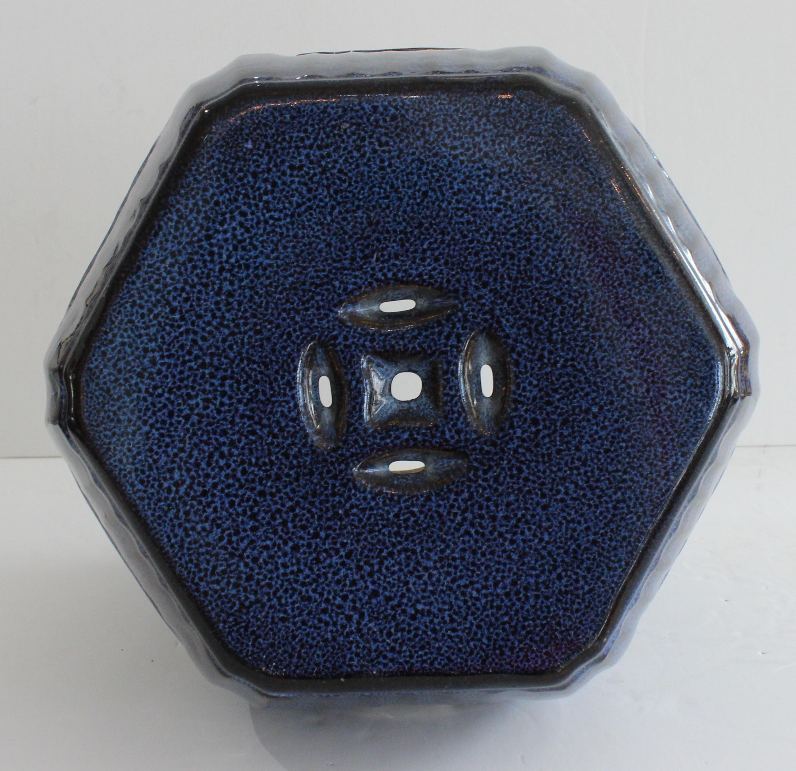 Indigo Blue Glazed Garden Seat 1