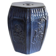 Indigo Blue Glazed Garden Seat