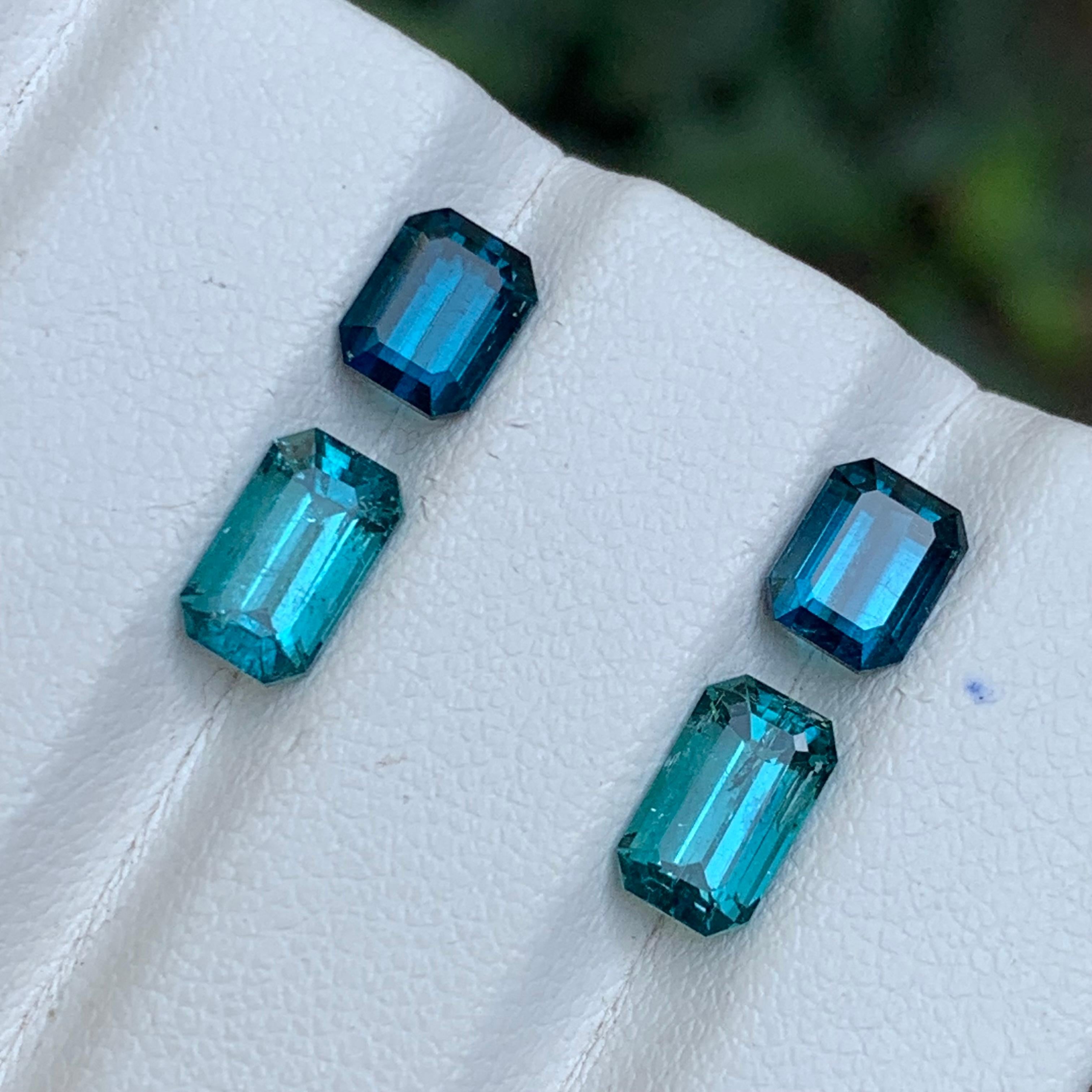 Indigo Blue & Indicolite Natural Tourmaline Loose Gemstones Pairs 4.55Ct-Jewelry en venta 4
