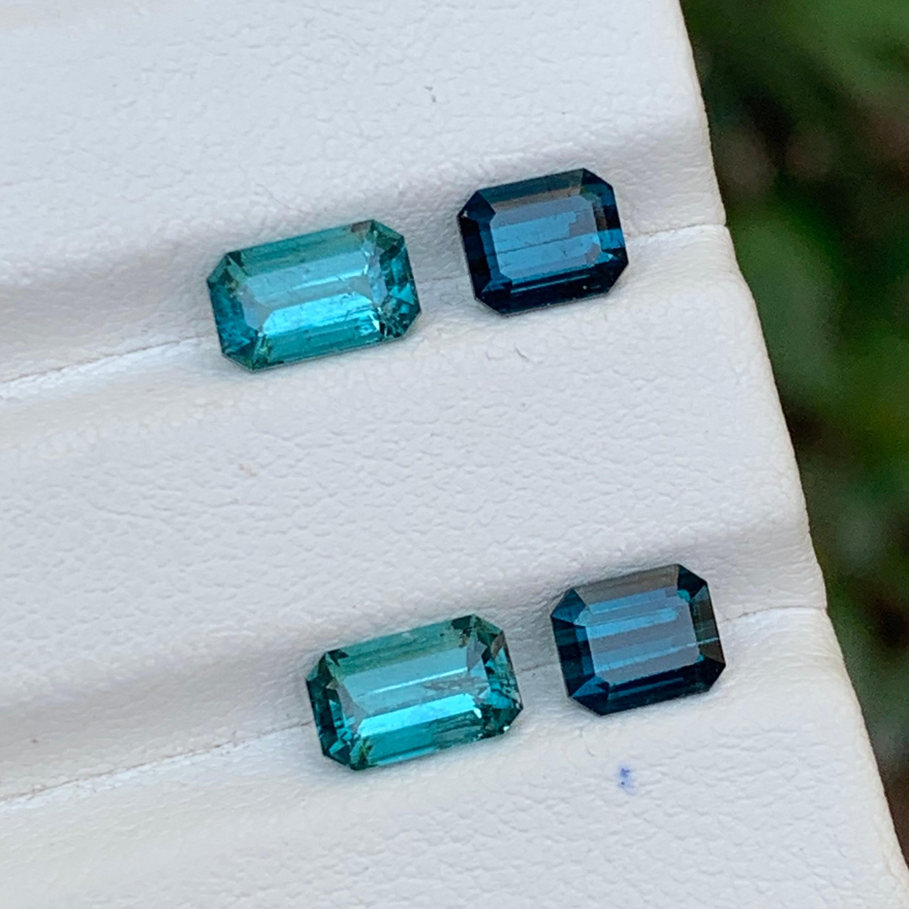 Indigo Blue & Indicolite Natural Tourmaline Loose Gemstones Pairs 4.55Ct-Jewelry en venta 5