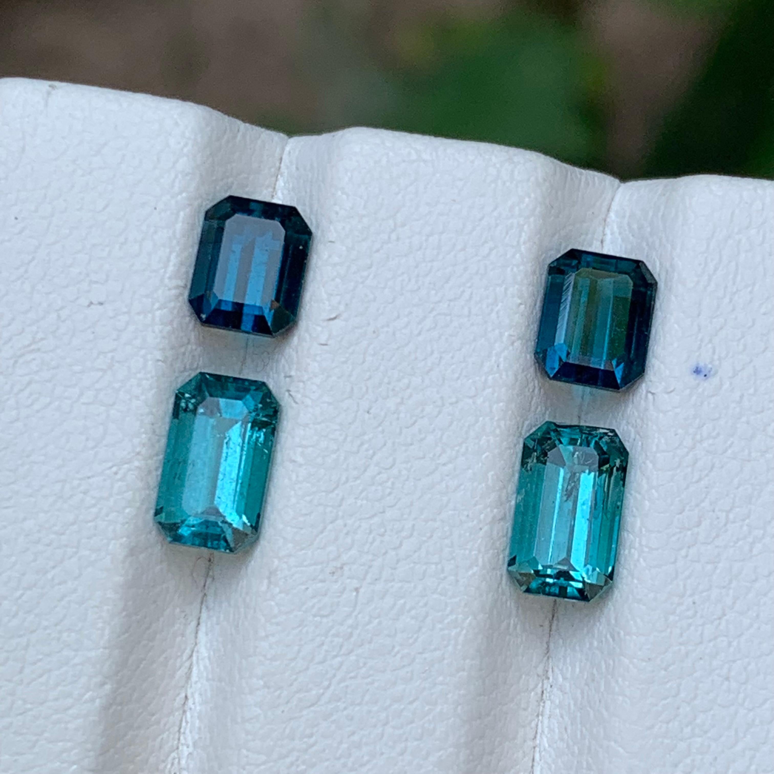 Indigo Blue & Indicolite Natural Tourmaline Loose Gemstones Pairs 4.55Ct-Jewelry en venta 6