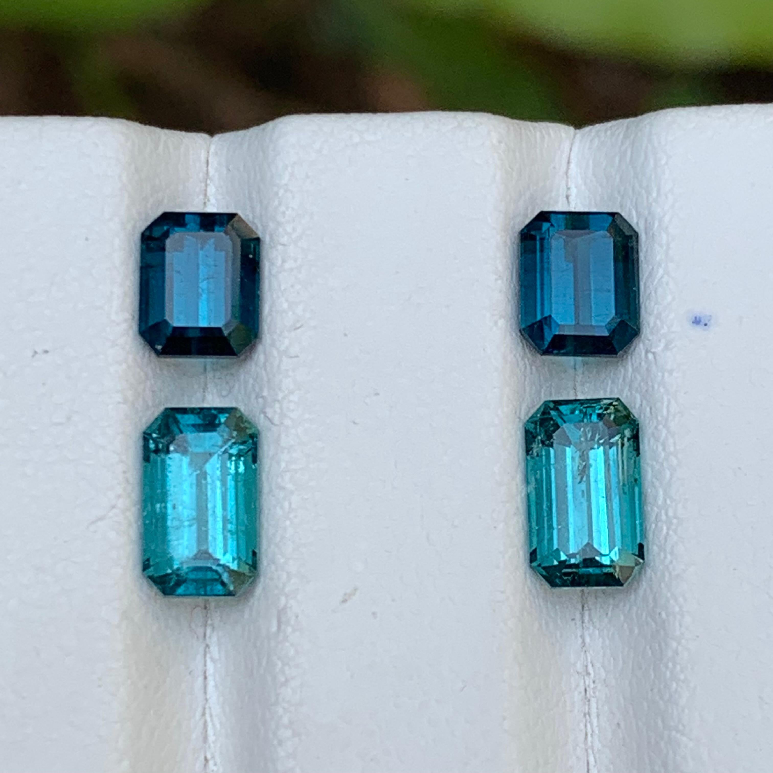 Indigo Blue & Indicolite Natural Tourmaline Loose Gemstones Pairs 4.55Ct-Jewelry Contemporáneo en venta