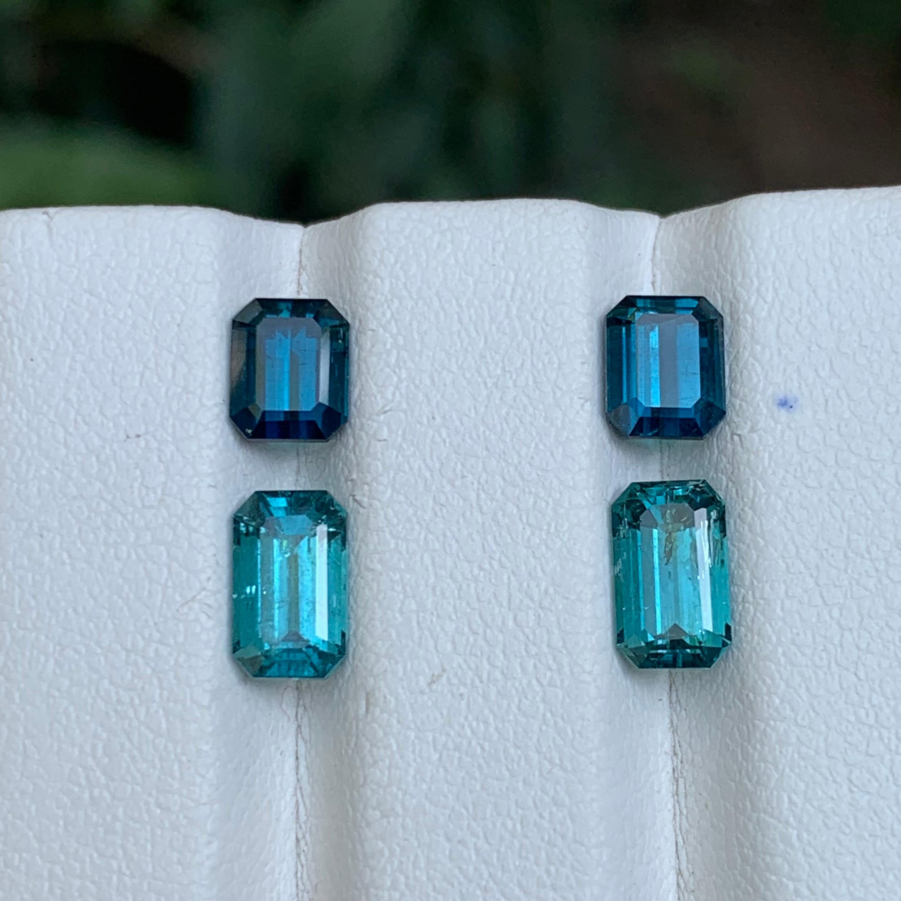 Indigo Blue & Indicolite Natural Tourmaline Loose Gemstones Pairs 4.55Ct-Jewelry en Nuevo estado para la venta en Peshawar, PK