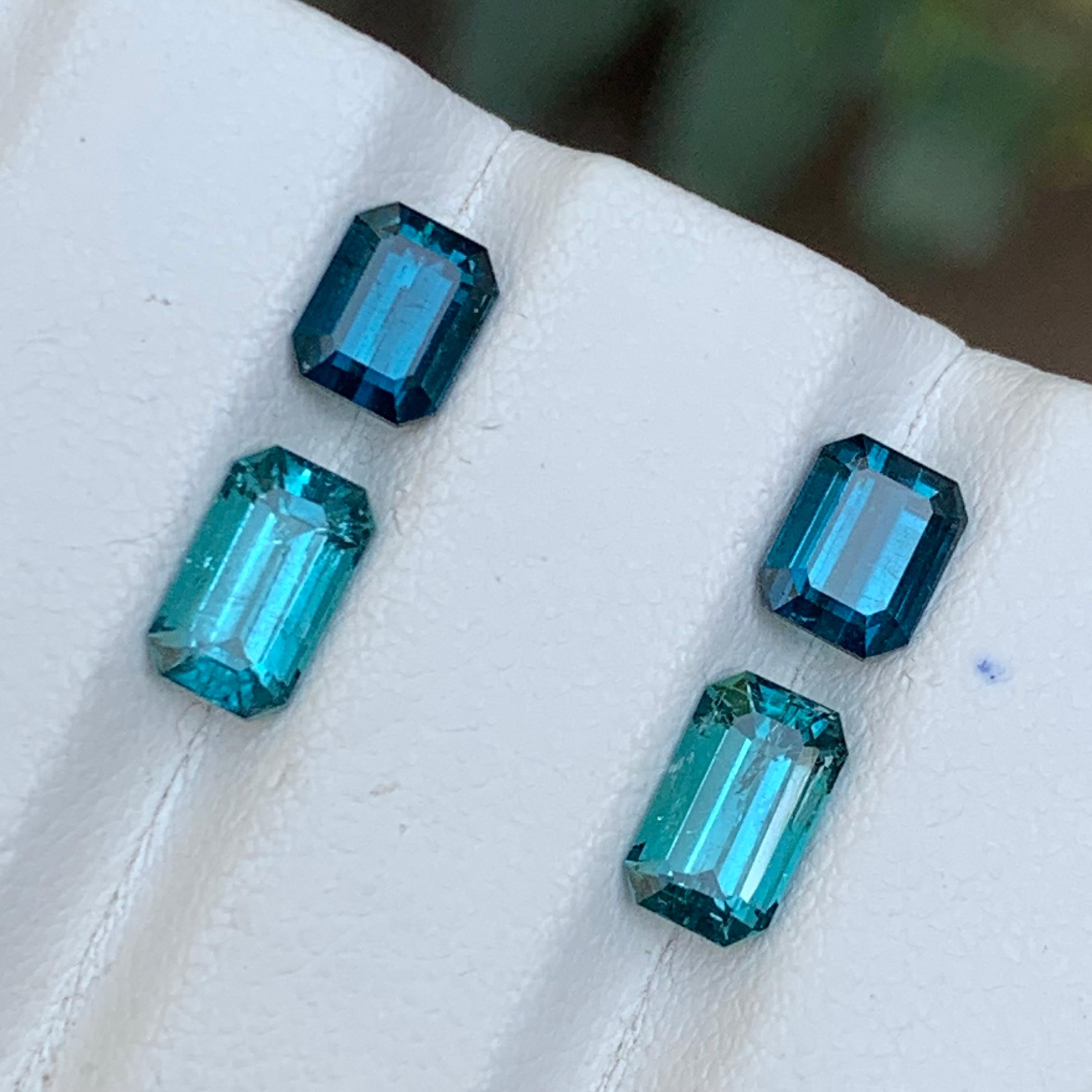 Femenino o masculino Indigo Blue & Indicolite Natural Tourmaline Loose Gemstones Pairs 4.55Ct-Jewelry en venta