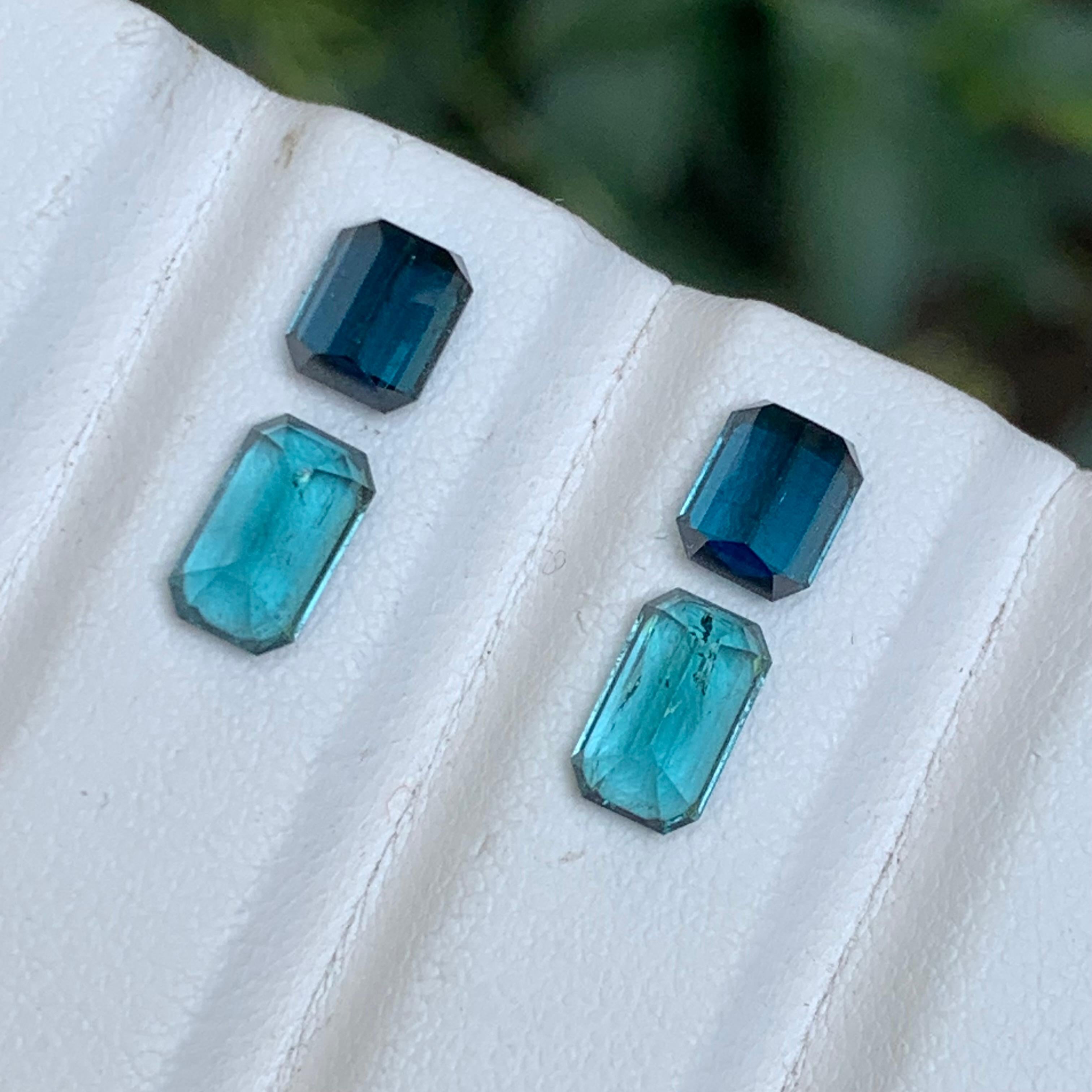 Indigo Blue & Indicolite Natural Tourmaline Loose Gemstones Pairs 4.55Ct-Jewelry en venta 1