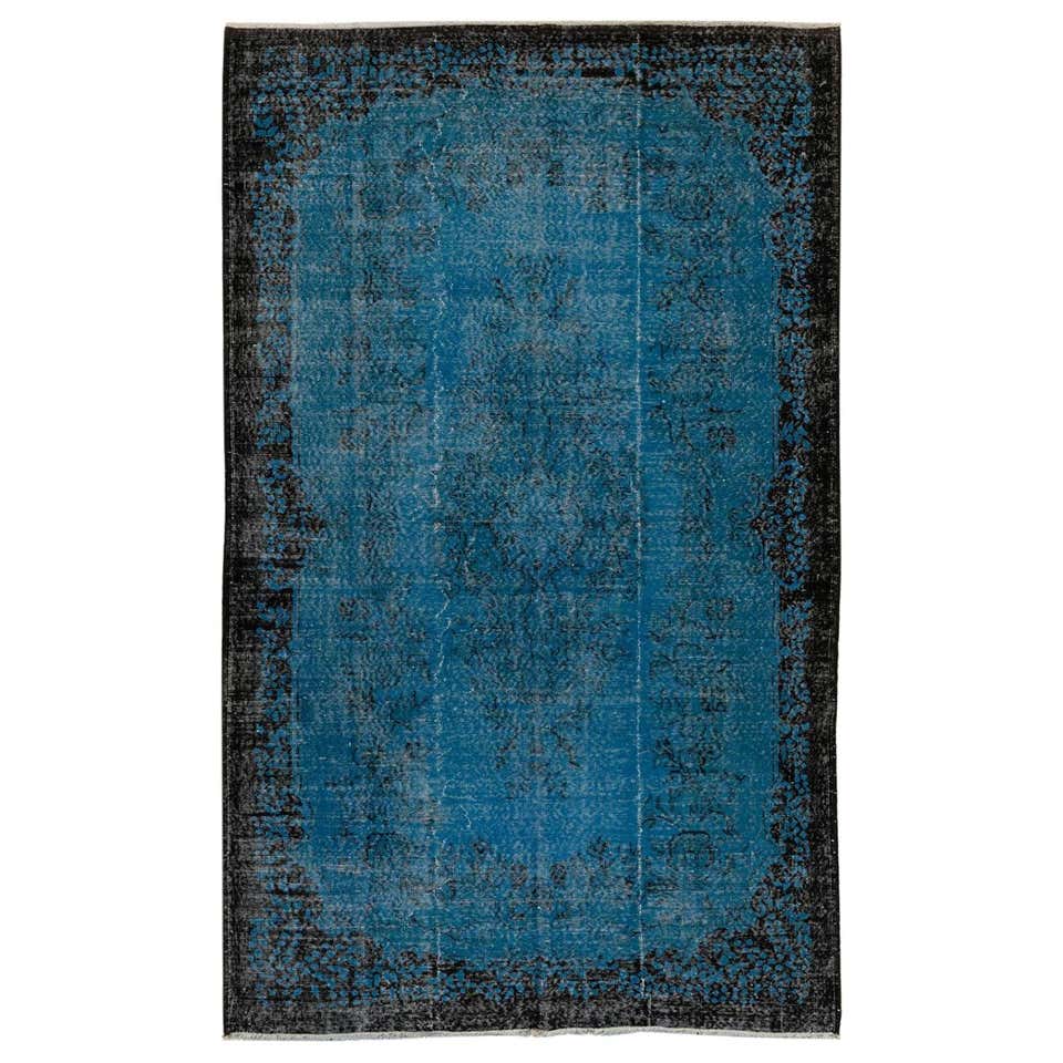 Vintage Indigo Blue Abstract Design Tribal Rug For Sale at 1stDibs