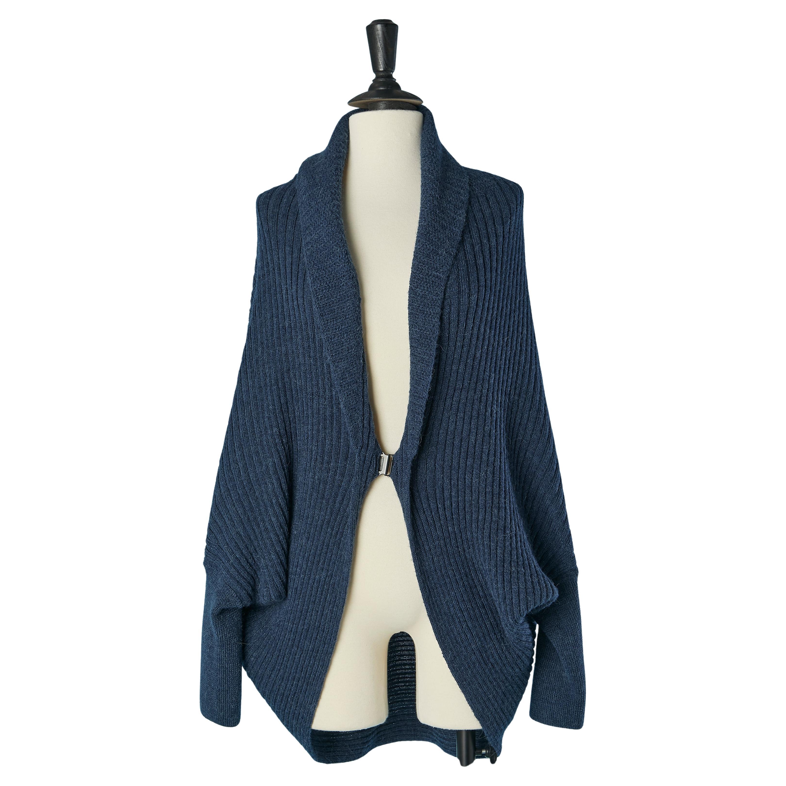 Indigo blue wool and alpaca cardigan Lanvin by Alber  Elbaz "Les 10 ans" NEW For Sale