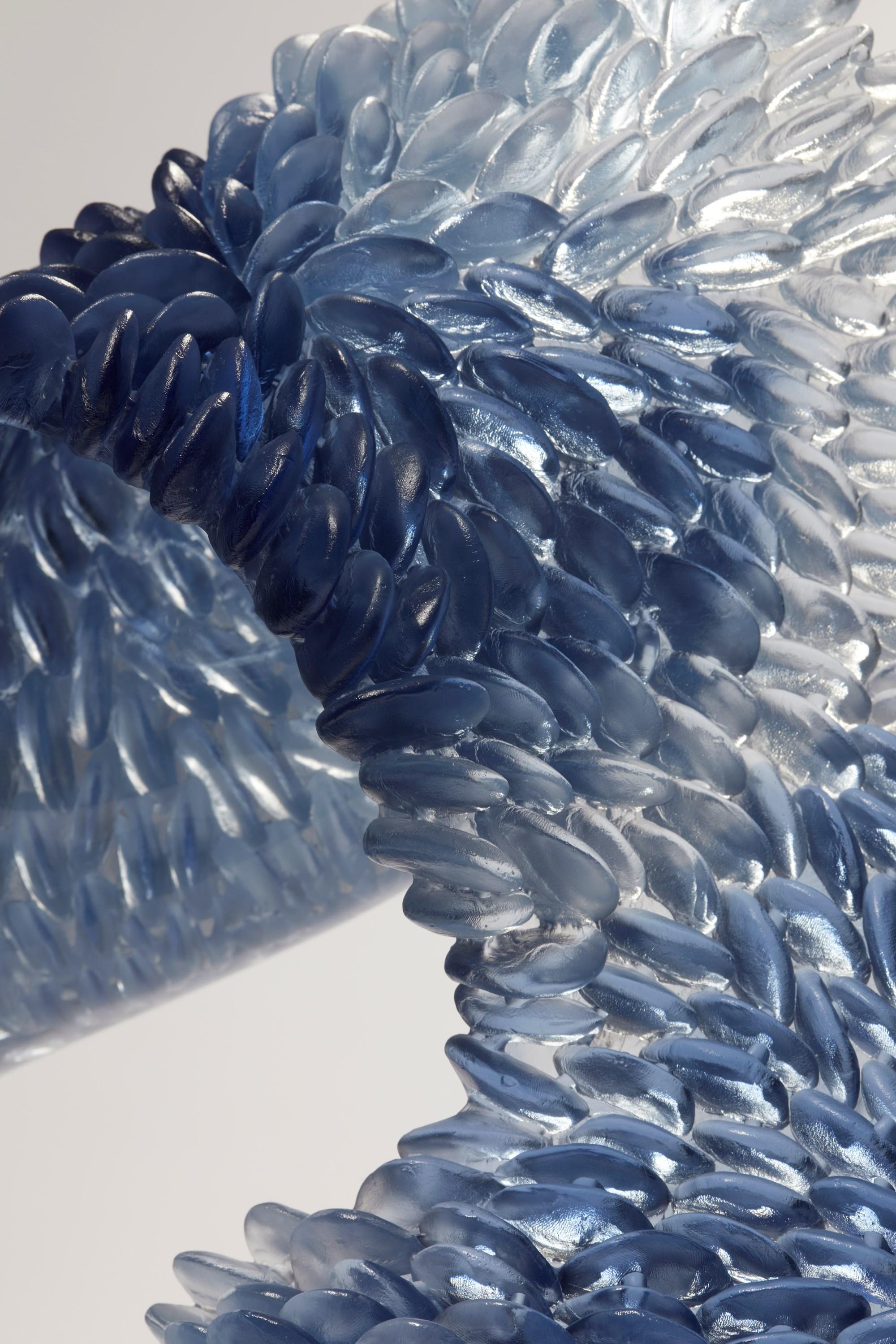 British Indigo Blues ii, Textured Organic Cast Glass Sculpture by Nina Casson McGarva