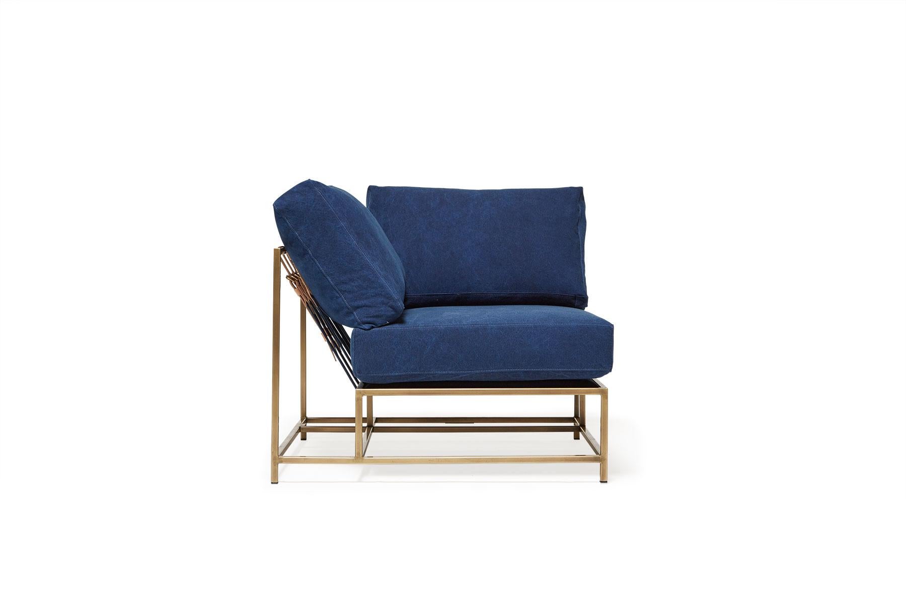 The Inheritance Corner Chair can be used as a standalone piece, or as part of a modular sectional with other Inheritance pieces.

Inspired by a worn-in pair of jeans and created alongside the team at Simon Miller, USA, our indigo cotton canvas is