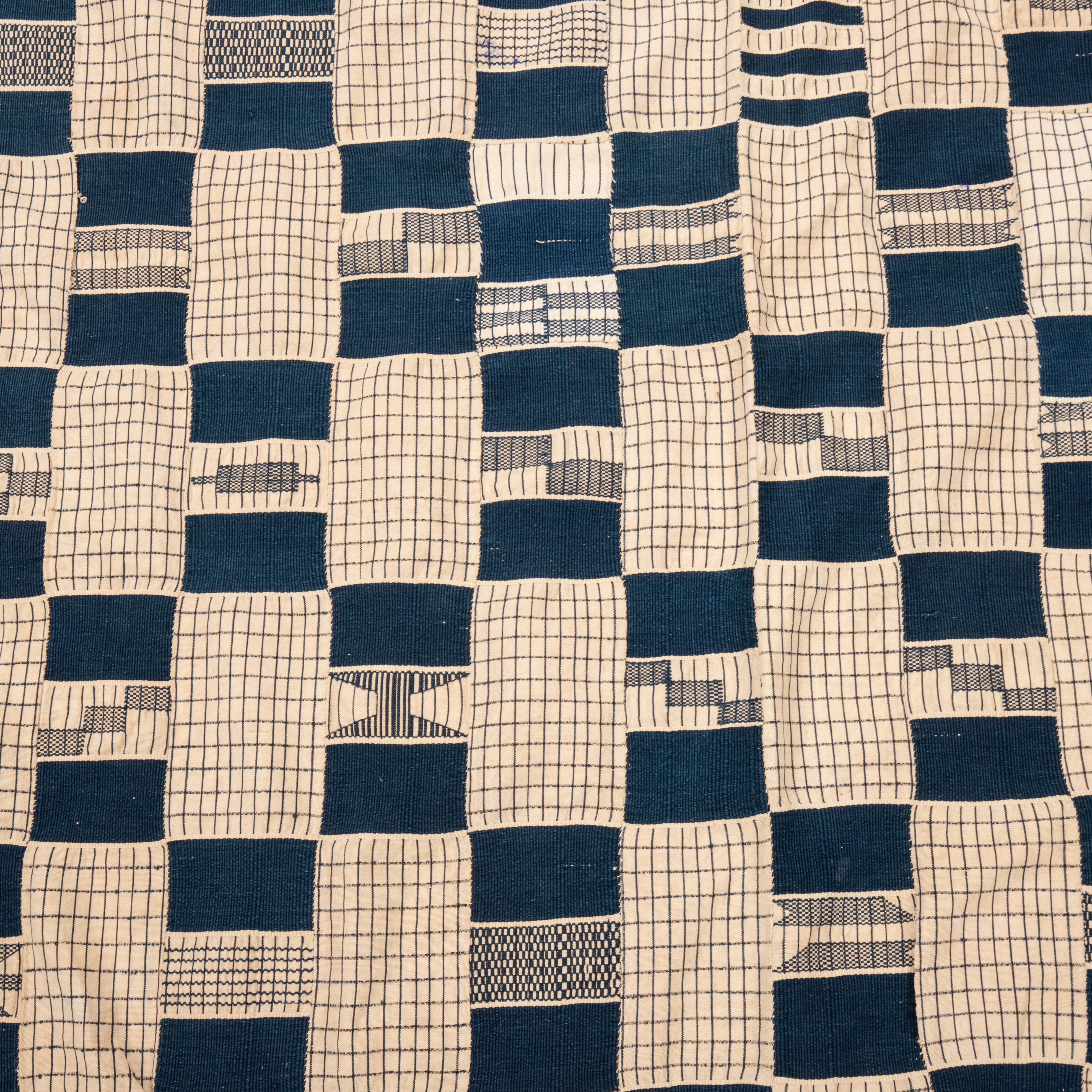20th Century Indigo Cotton Kente Cloth, Africa, mid 20th C. For Sale