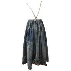 Antique Indigo Cotton Patched Skirt French 19th Century