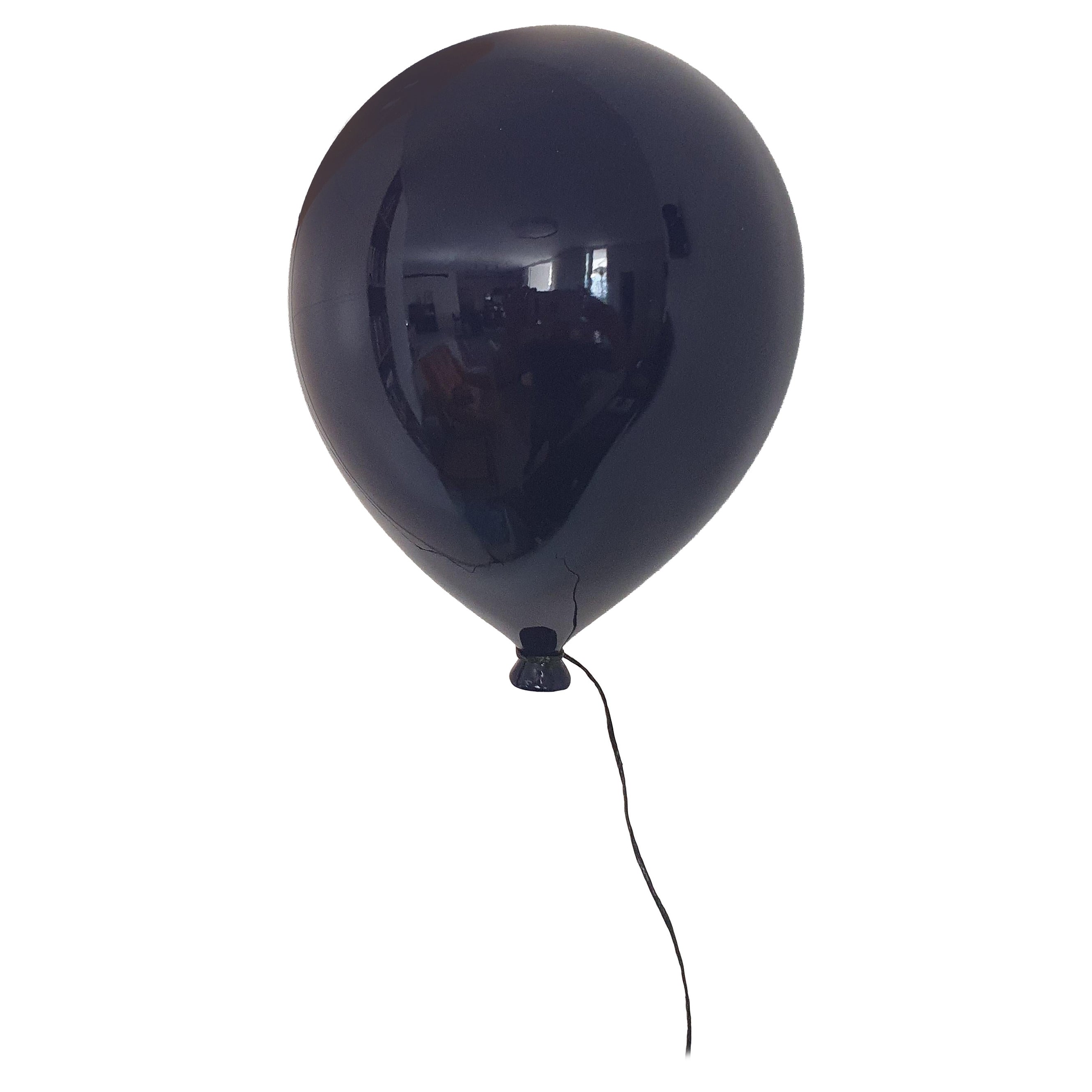 Indigo Dark Blue ceramic balloon sculpture for wall, ceiling installation.