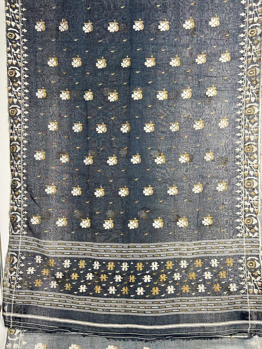da uomo o donna Voile di cotone broccato o Jamdani tinto con indaco proveniente dal Bengala - India CIRCA 1950 in vendita