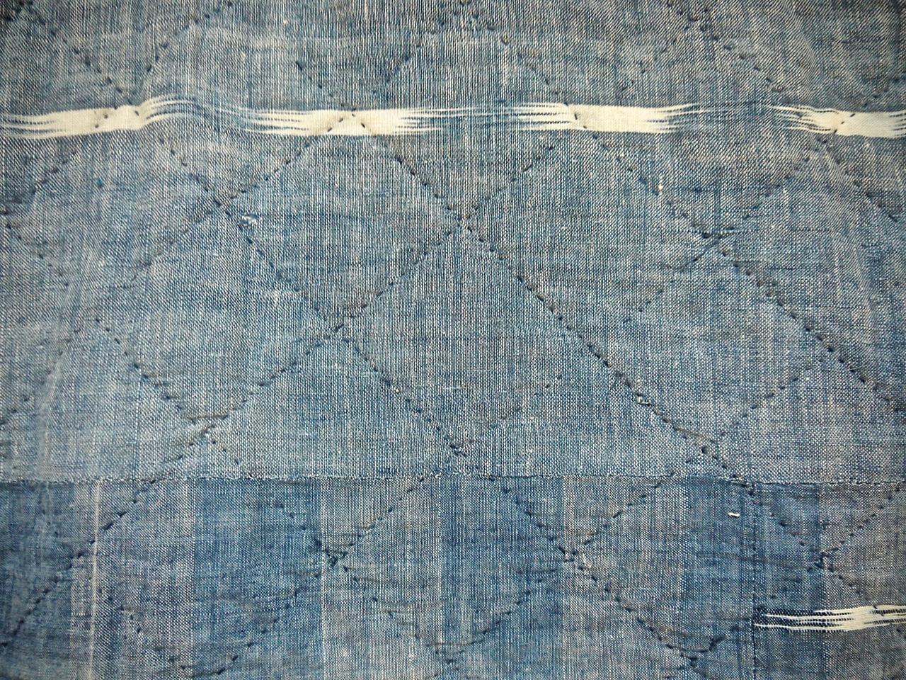 Indigo Flamme Ikat Cotton Pelmet French 19th Century In Good Condition For Sale In London, GB