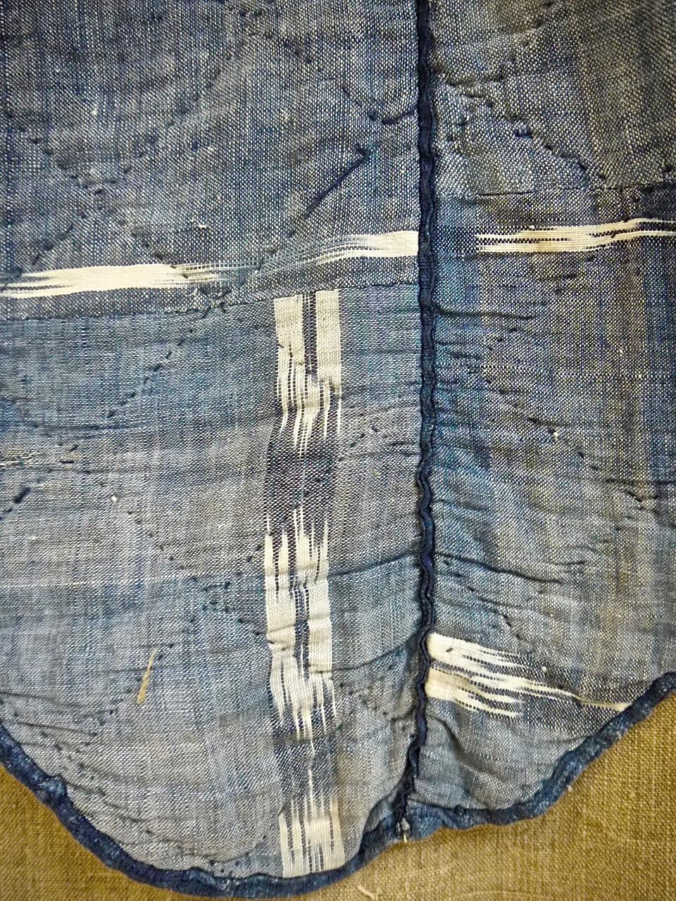 Indigo Flamme Ikat Cotton Pelmet French 19th Century For Sale 2