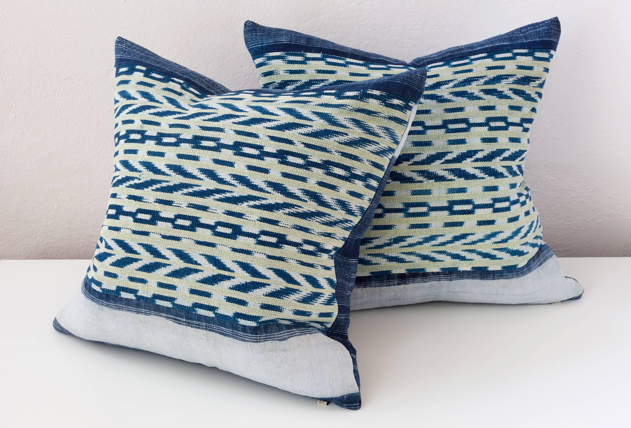 Hand-Woven Indigo Guatemalan Textile Panel Pillow For Sale