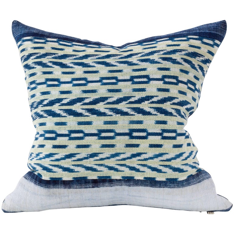 Indigo Guatemalan Textile Panel Pillow For Sale at 1stDibs