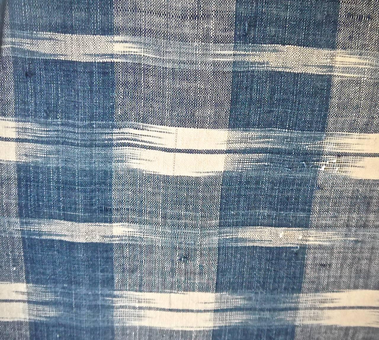 Country Indigo Ikat 18th Century French Cotton Custom Made Lampshade