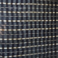 Indigo Ikat Flamme Cotton Panel, French, 19th Century