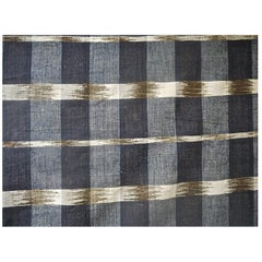 Indigo Ikat Flamme Cotton Panel, French, 19th Century