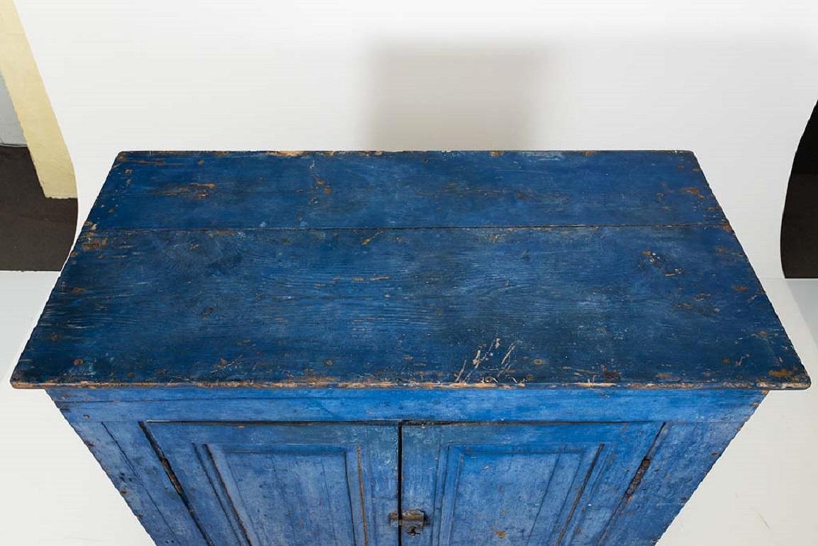 Indigo Blue 19th Century Antique French Buffet Cabinet In Good Condition In South Salem, NY