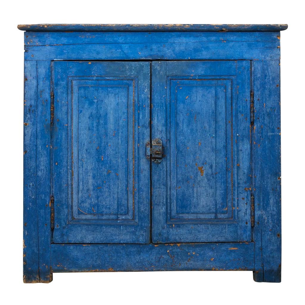 Indigo Blue 19th Century Antique French Buffet Cabinet