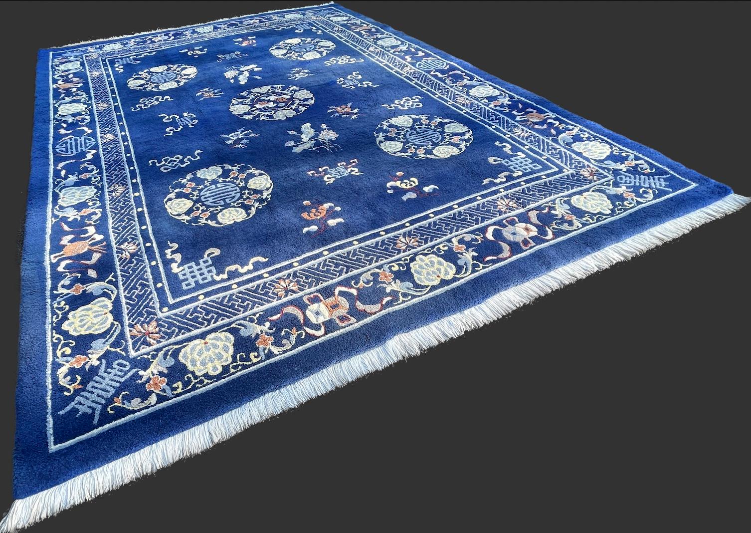 Indigo, Peking-China-Teppich (Handgewebt)