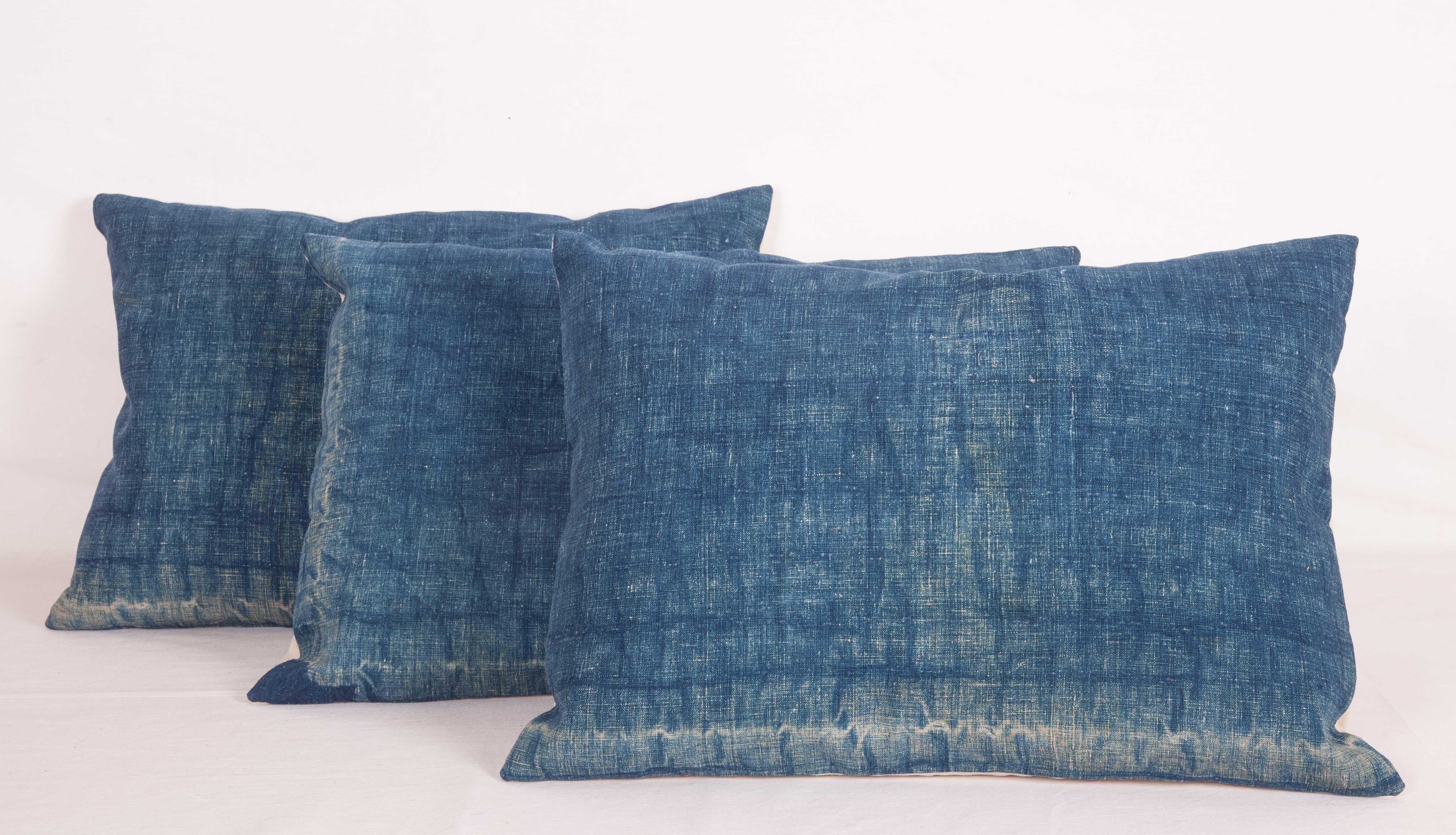 Indigo Pillow Cases Fashioned from an Early 20th Century Anatılian Quilt Top In Good Condition In Istanbul, TR
