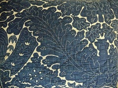 Indigo Resist Blockprinted Cotton Pillow, French, circa 1800