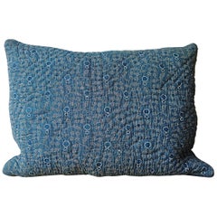 Indigo Resist Blockprinted Cotton Pillow, French, circa 1800