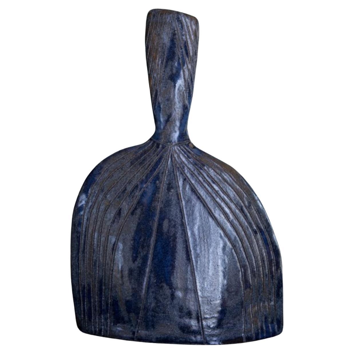 Indigo Sandstone Vase B by Mylene Niedzialkowski For Sale