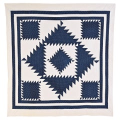 Antique Indigo Sawtooth Diamond Quilt
