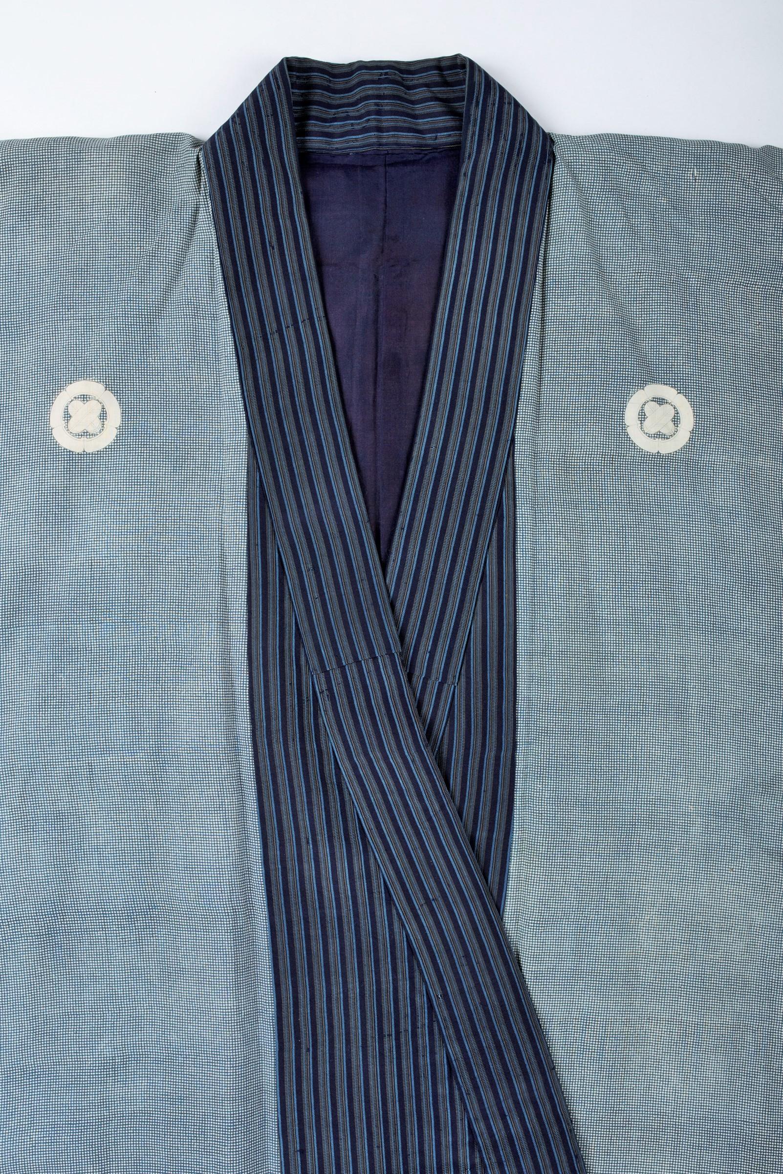 Indigo silk Samurai kimono Kosode and kamishimo - Japan Late 19th century 10