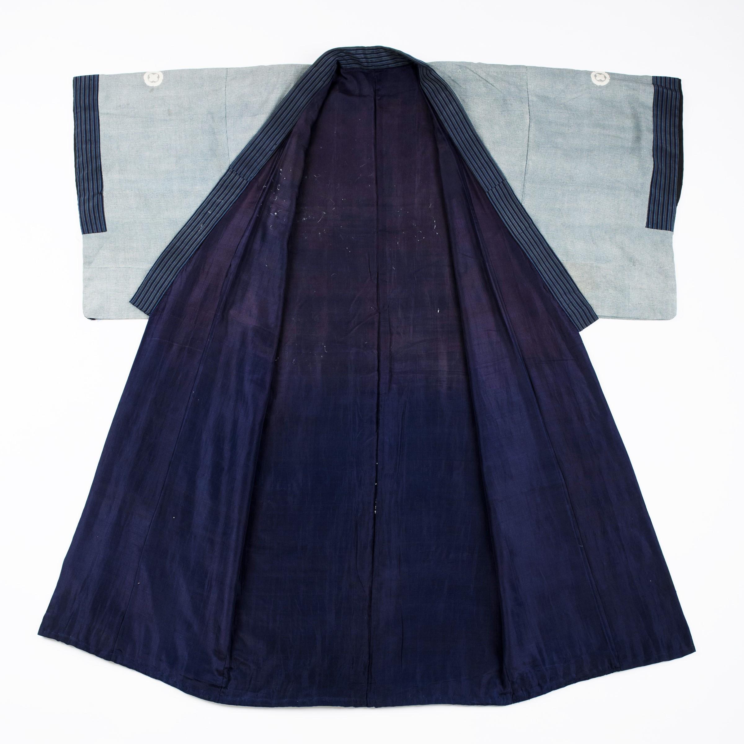 Indigo silk Samurai kimono Kosode and kamishimo - Japan Late 19th century 12