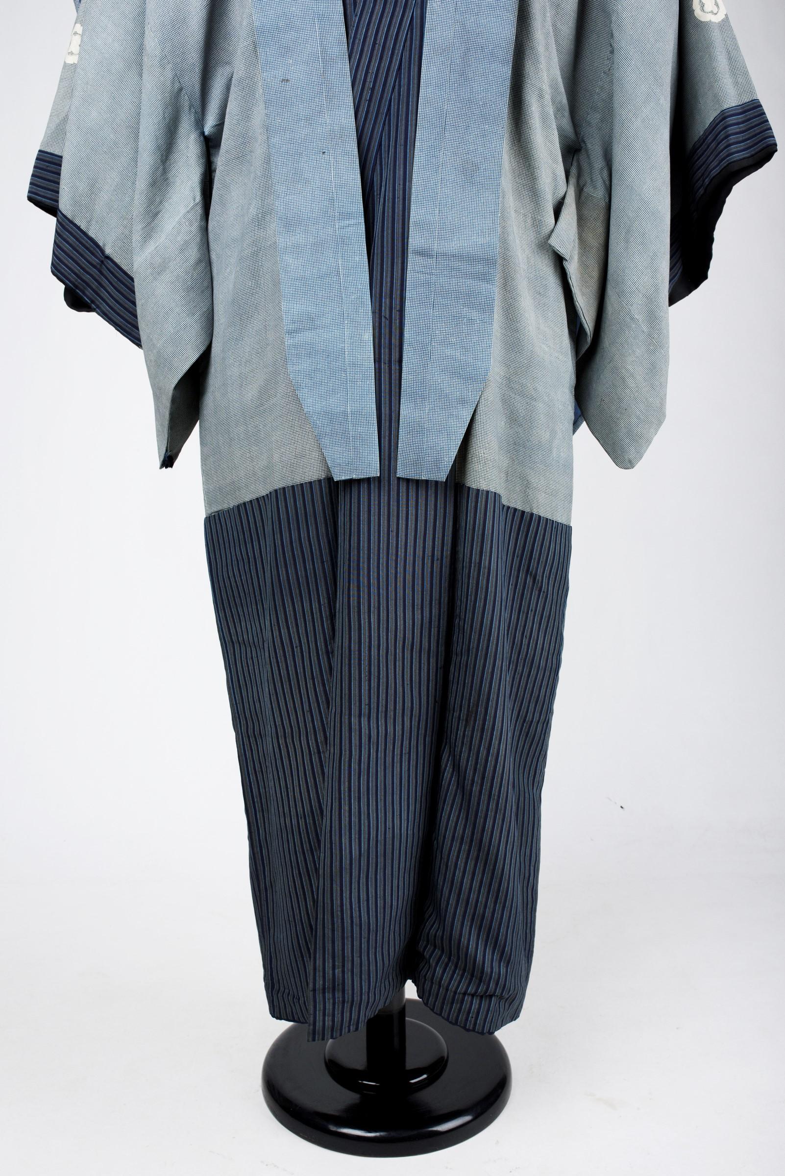 Indigo silk Samurai kimono Kosode and kamishimo - Japan Late 19th century In Good Condition In Toulon, FR