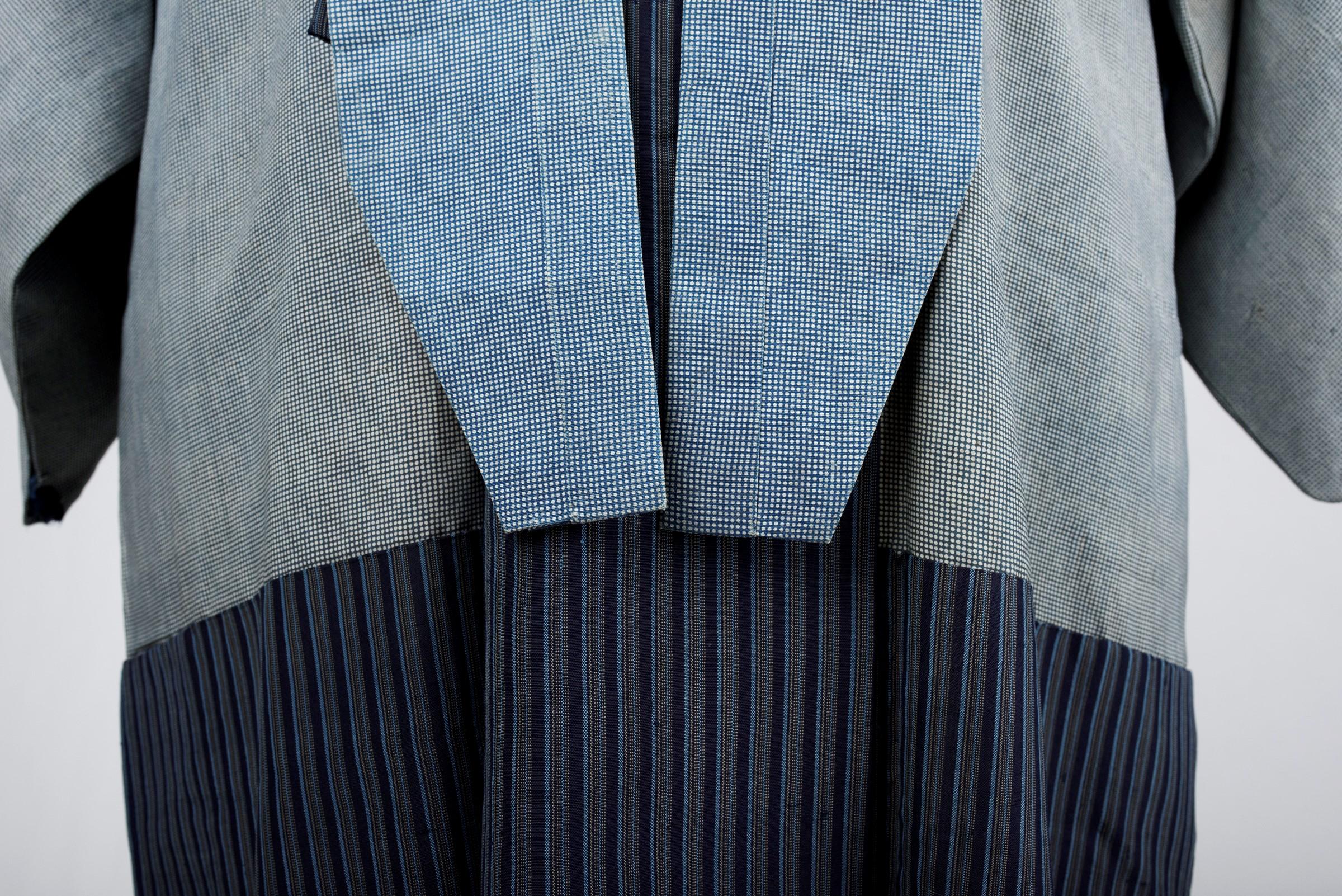 Women's or Men's Indigo silk Samurai kimono Kosode and kamishimo - Japan Late 19th century